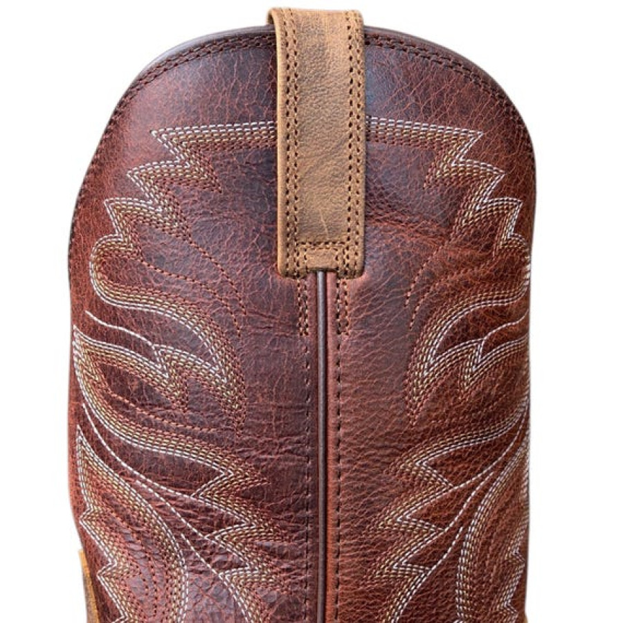 Men's Premium Leather Brown Cowboy Boots with Durable Welted Rubber Sole 10