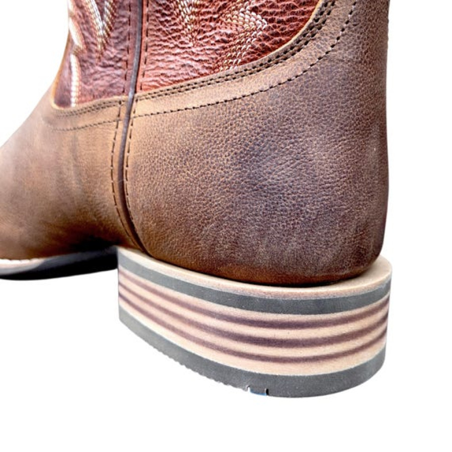 Men's Premium Leather Brown Cowboy Boots with Durable Welted Rubber Sole 12