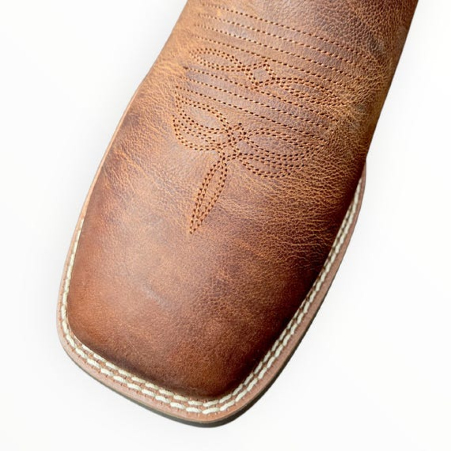 Men's Premium Leather Brown Cowboy Boots with Durable Welted Rubber Sole 14