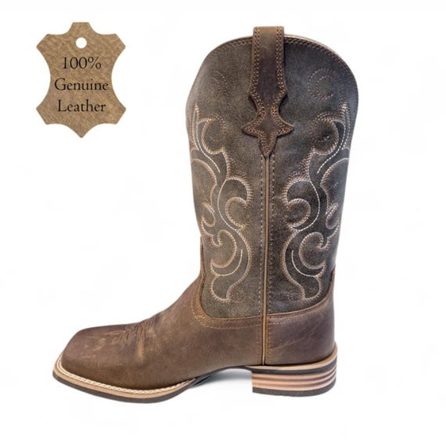 Women's Premium Leather Justin Cowboy Boots | With Square Toe and Welted Rubber Sole 3
