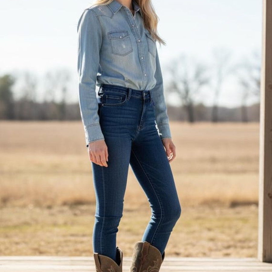 Women's Premium Leather Justin Cowboy Boots | With Square Toe and Welted Rubber Sole 6