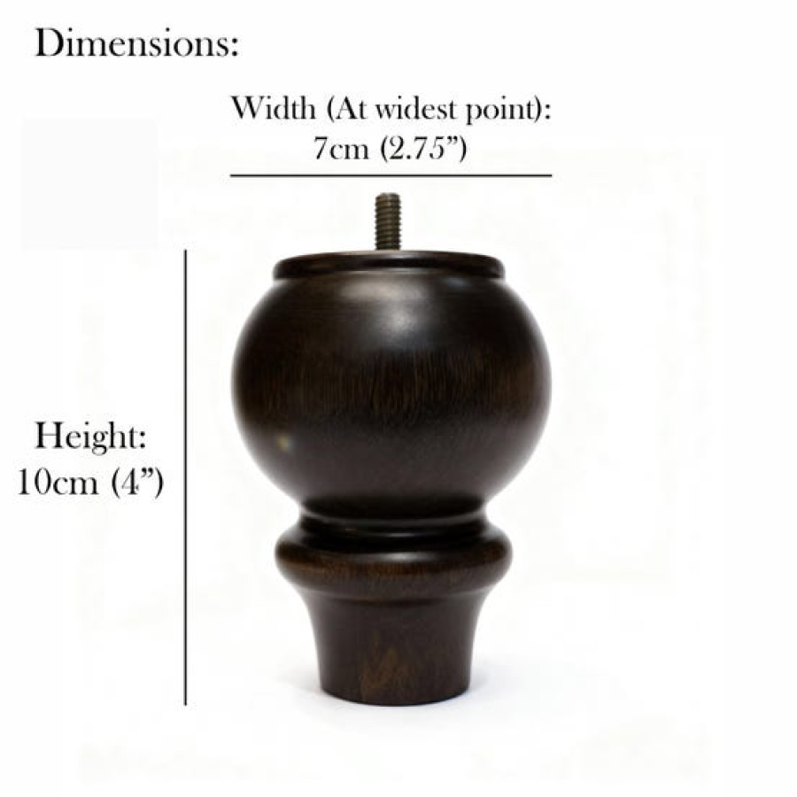 Set of 4 Round Walnut Furniture Legs for Footstools, Cabinets, Ottomans and Chairs 3