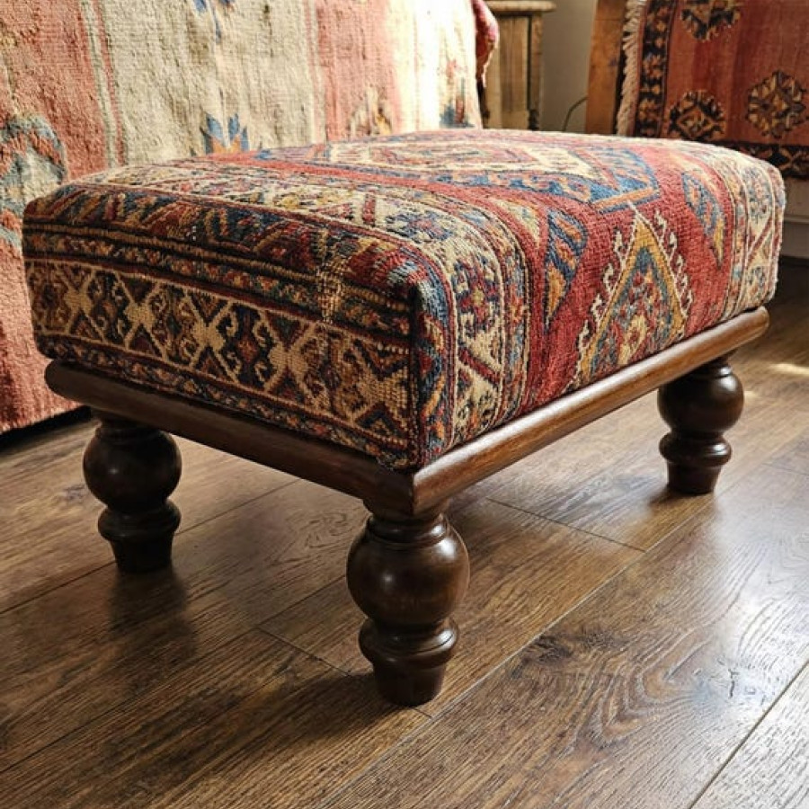 Set of 4 Round Walnut Furniture Legs for Footstools, Cabinets, Ottomans and Chairs 4