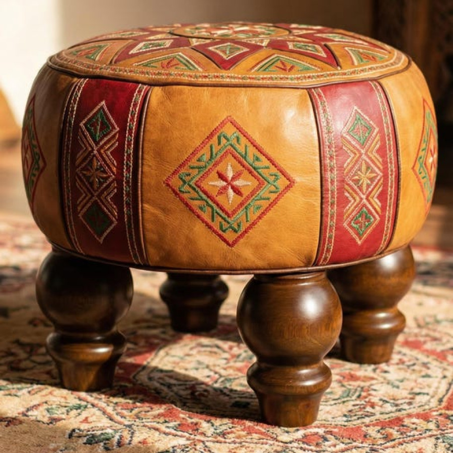 Set of 4 Round Walnut Furniture Legs for Footstools, Cabinets, Ottomans and Chairs 8