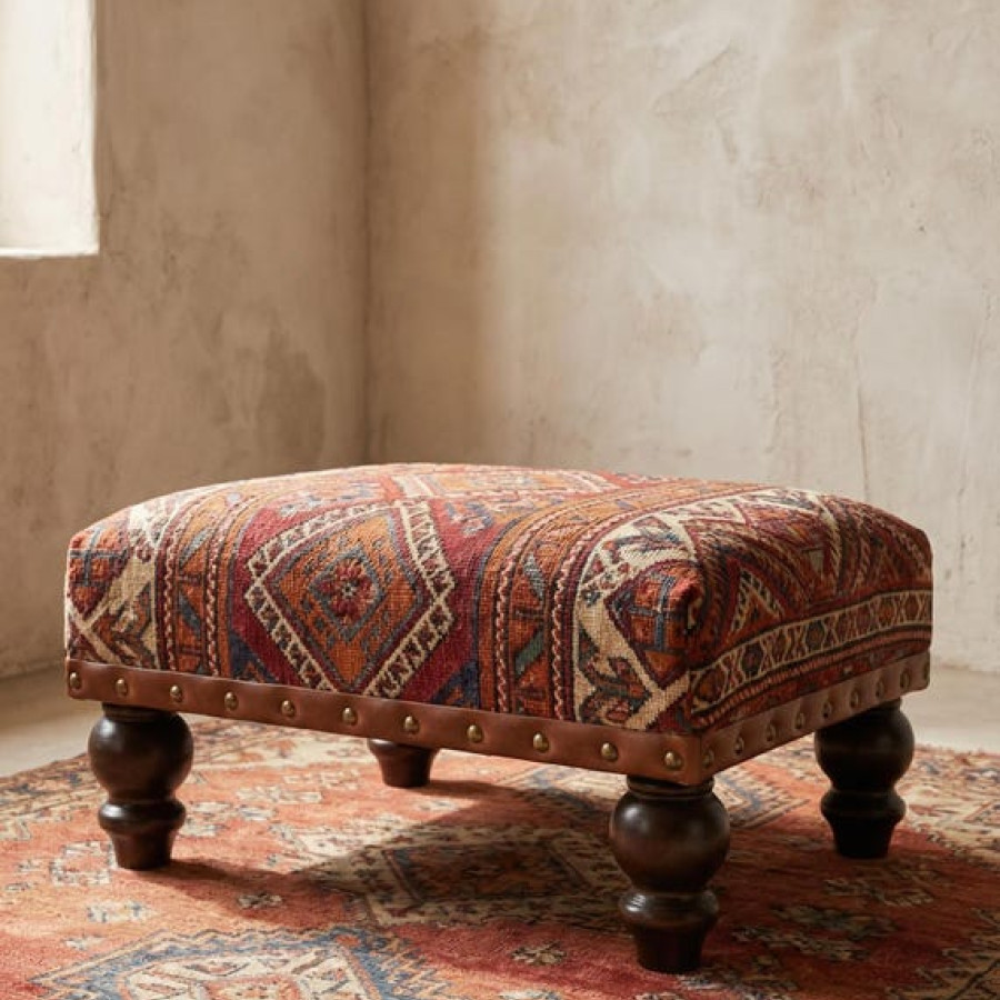 Set of 4 Round Walnut Furniture Legs for Footstools, Cabinets, Ottomans and Chairs 10