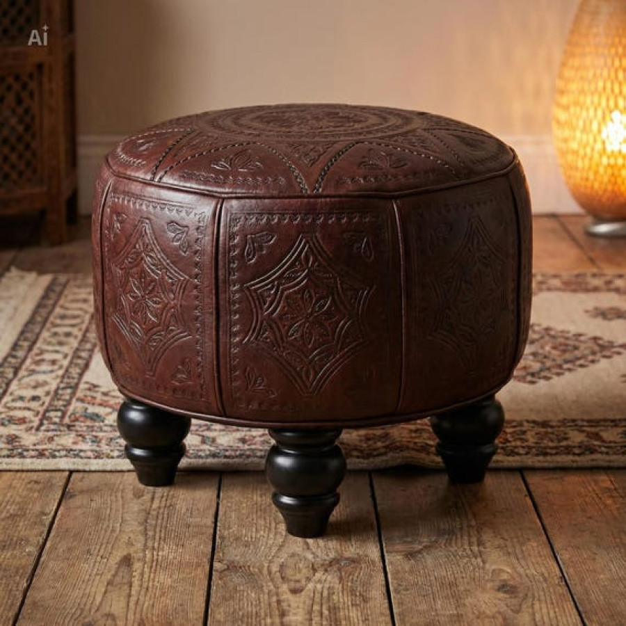 Set of 4 Round Black Furniture Legs for Footstools, Cabinets, Ottomans and Chairs 5