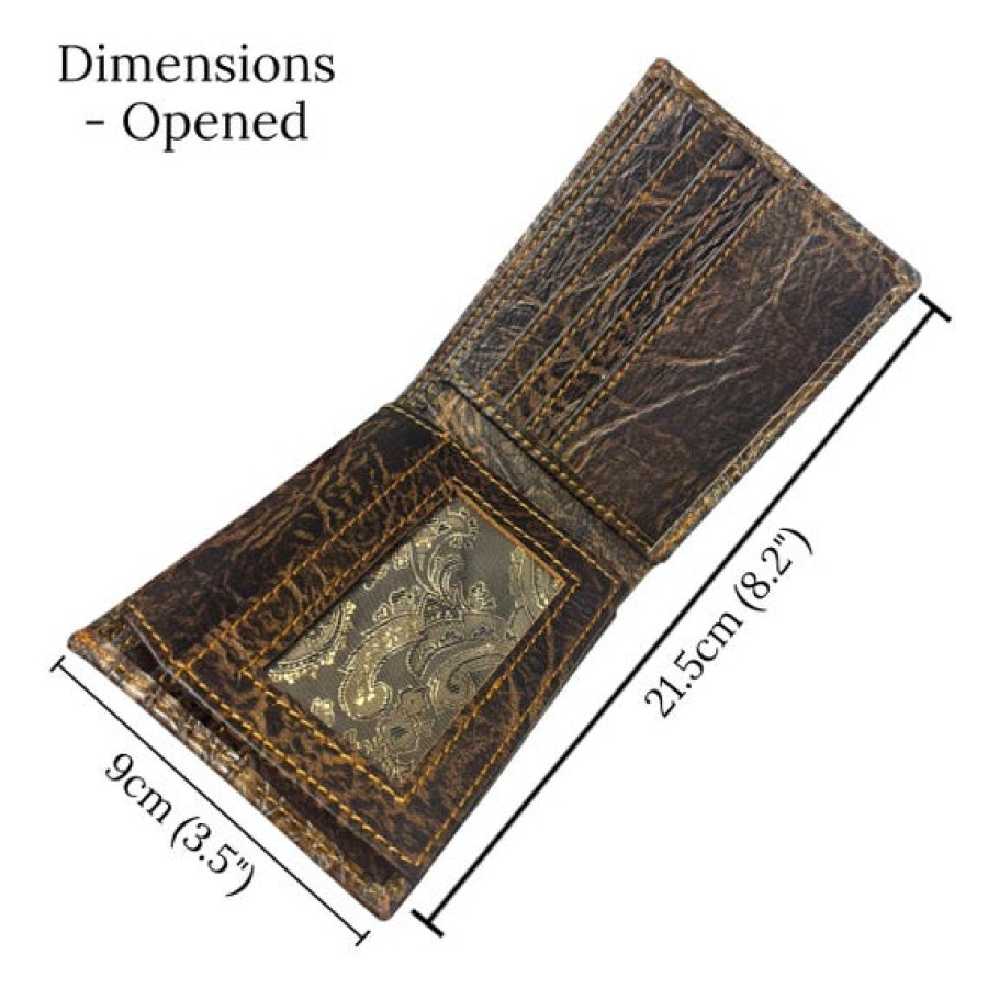 Embossed Genuine Leather Bi-fold Men's Wallet - Brown Sugar Blossom 3