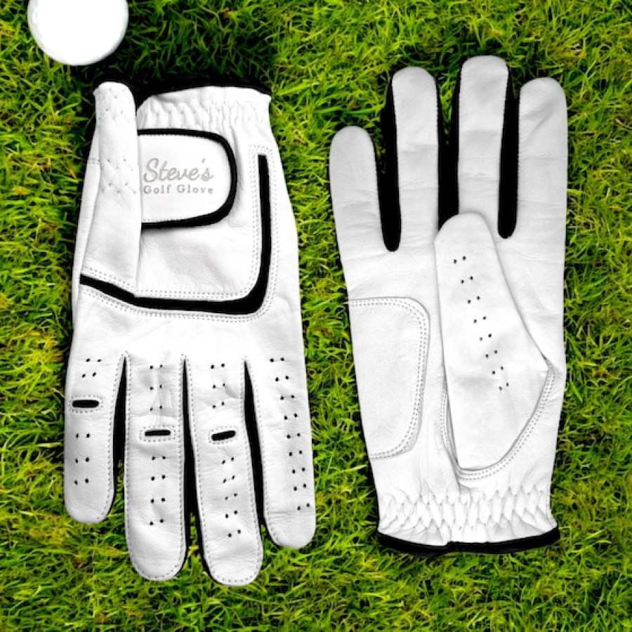 Customisable Genuine Leather Golf Glove, Left Hand or Right Hand, White Golf Glove, Custom Text or Monogram, Golf Accessories
