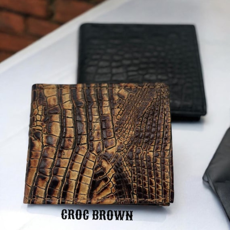 Croc Genuine Leather Vintage Bi-fold Wallet - Available in various styles