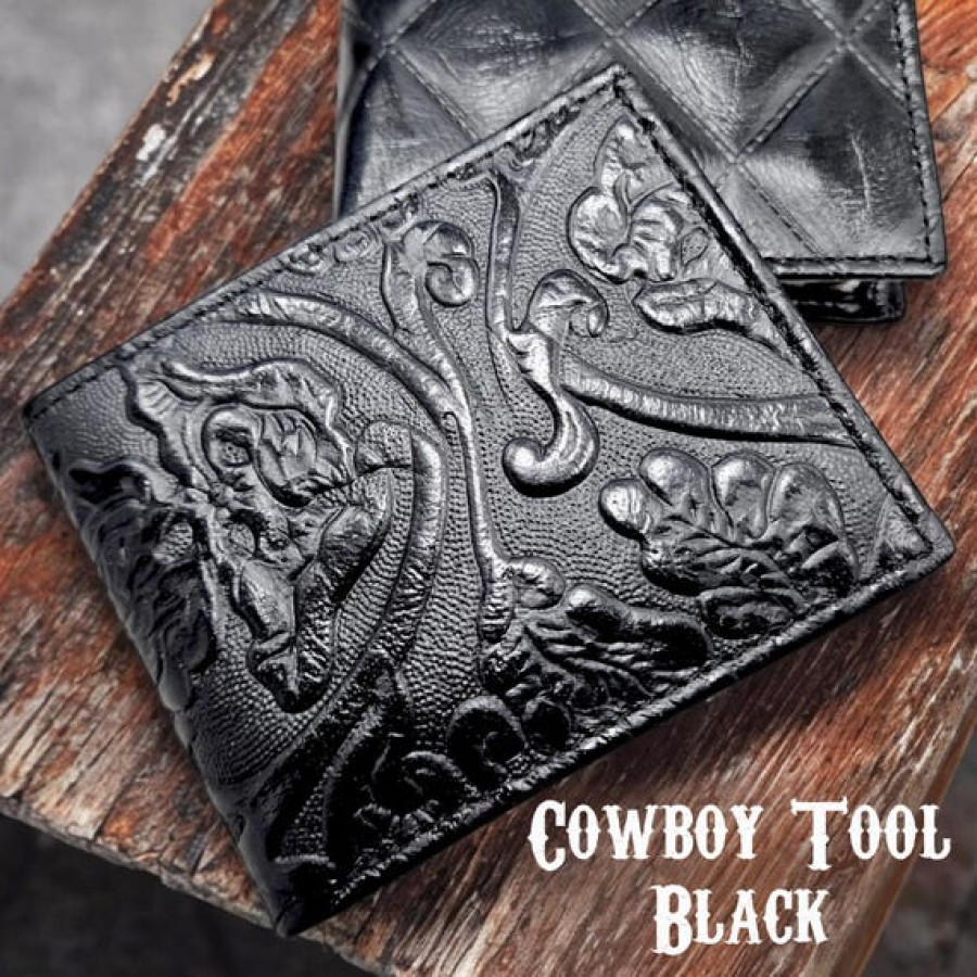Tooled black Leather Wallet | Bi-fold design | Available in many designs
