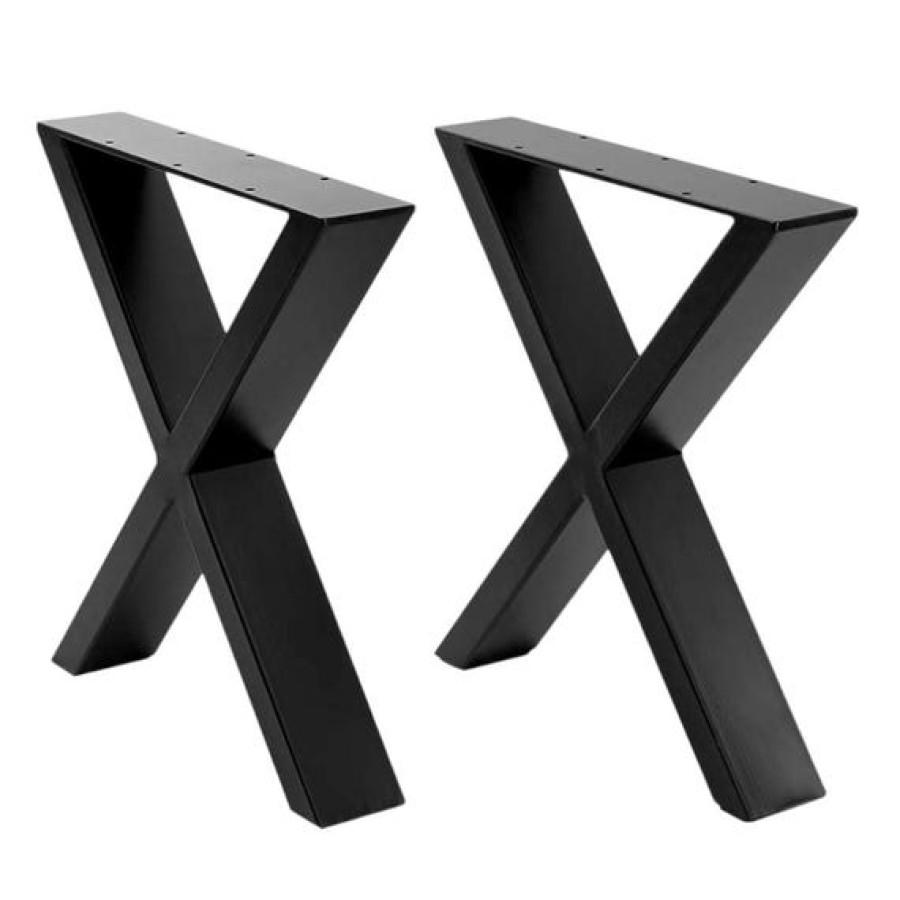 Pair of X Frame Steel Bench legs | With matte black powder-coated finish