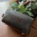 Custom Engraved Leather Wash Bag | Small Toiletry Bag | Personalized Travel Kit