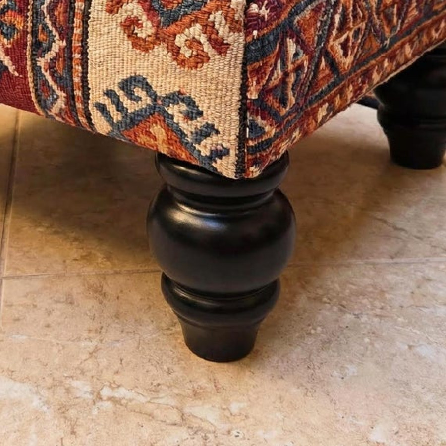 Set of 4 Round Black Furniture Legs for Footstools, Cabinets, Ottomans and Chairs