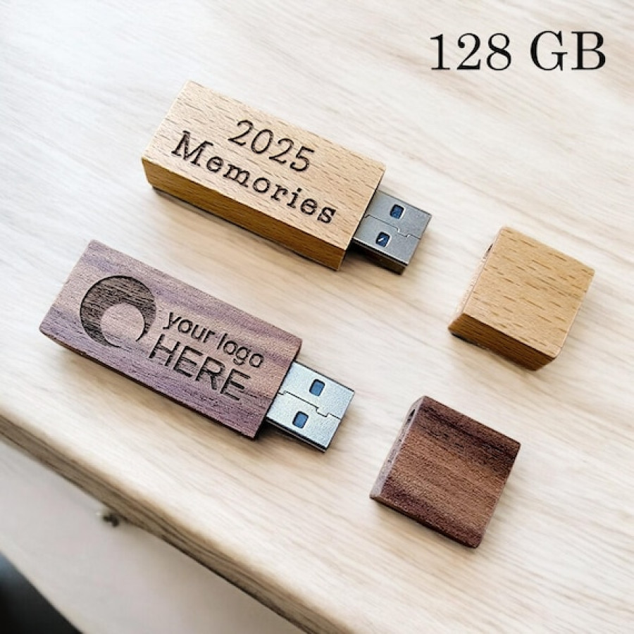 Custom Engraved Wooden USB Flash Drive 128GB | Personalized Keepsake