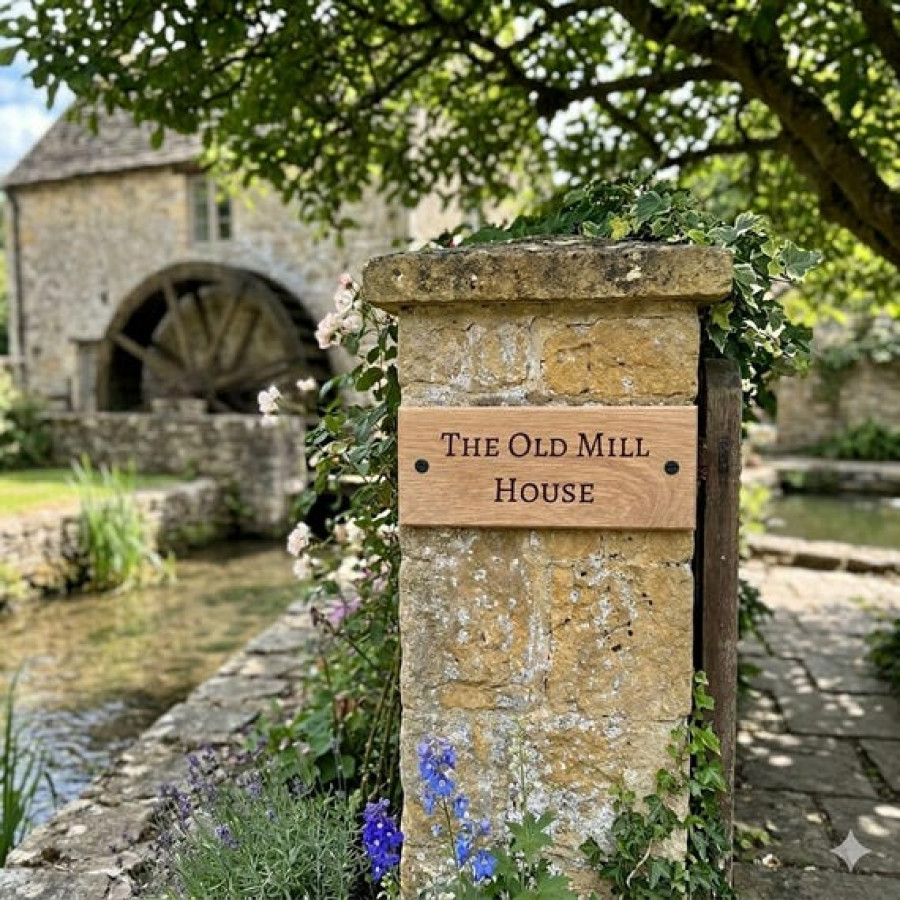 Real Oak Customisable House Sign Plaque | Laser Engraved with Text / Number 0
