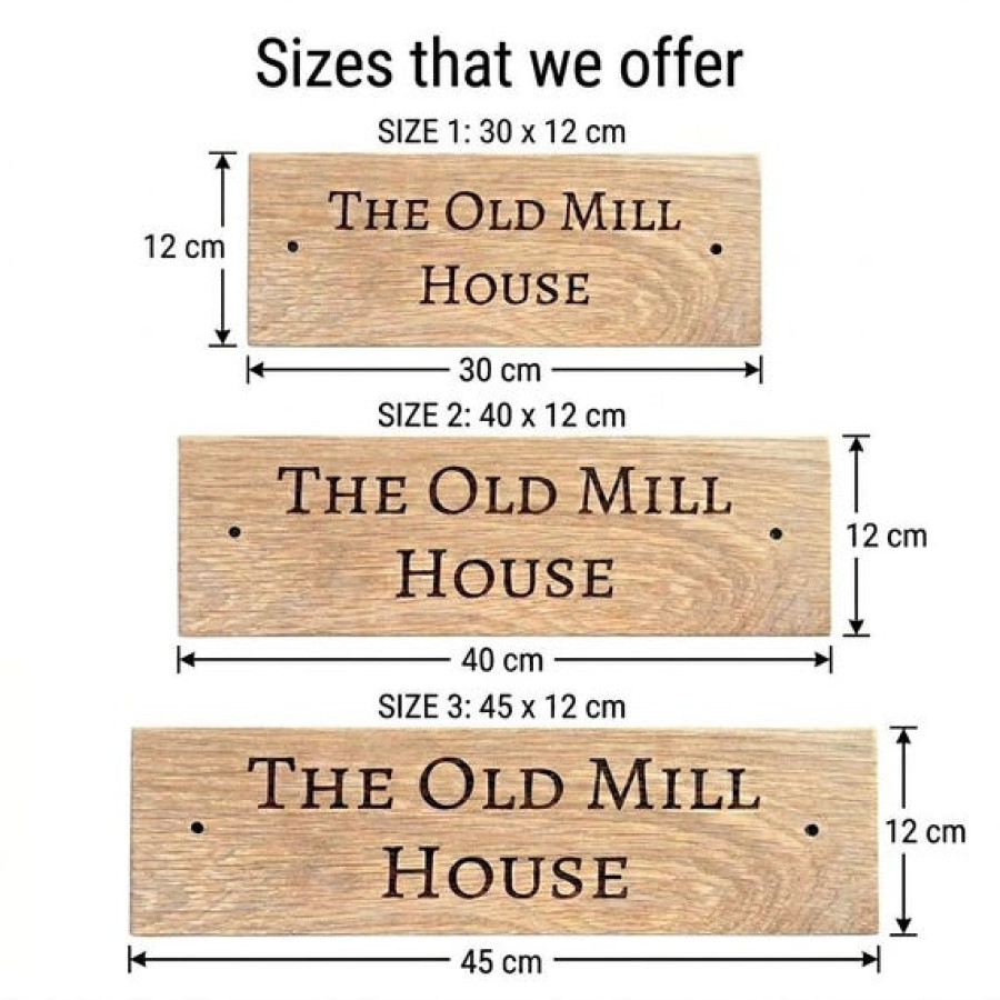 Real Oak Customisable House Sign Plaque | Laser Engraved with Text / Number 3