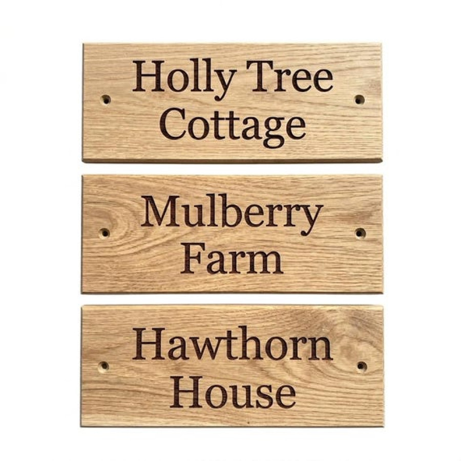 Real Oak Customisable House Sign Plaque | Laser Engraved with Text / Number 9