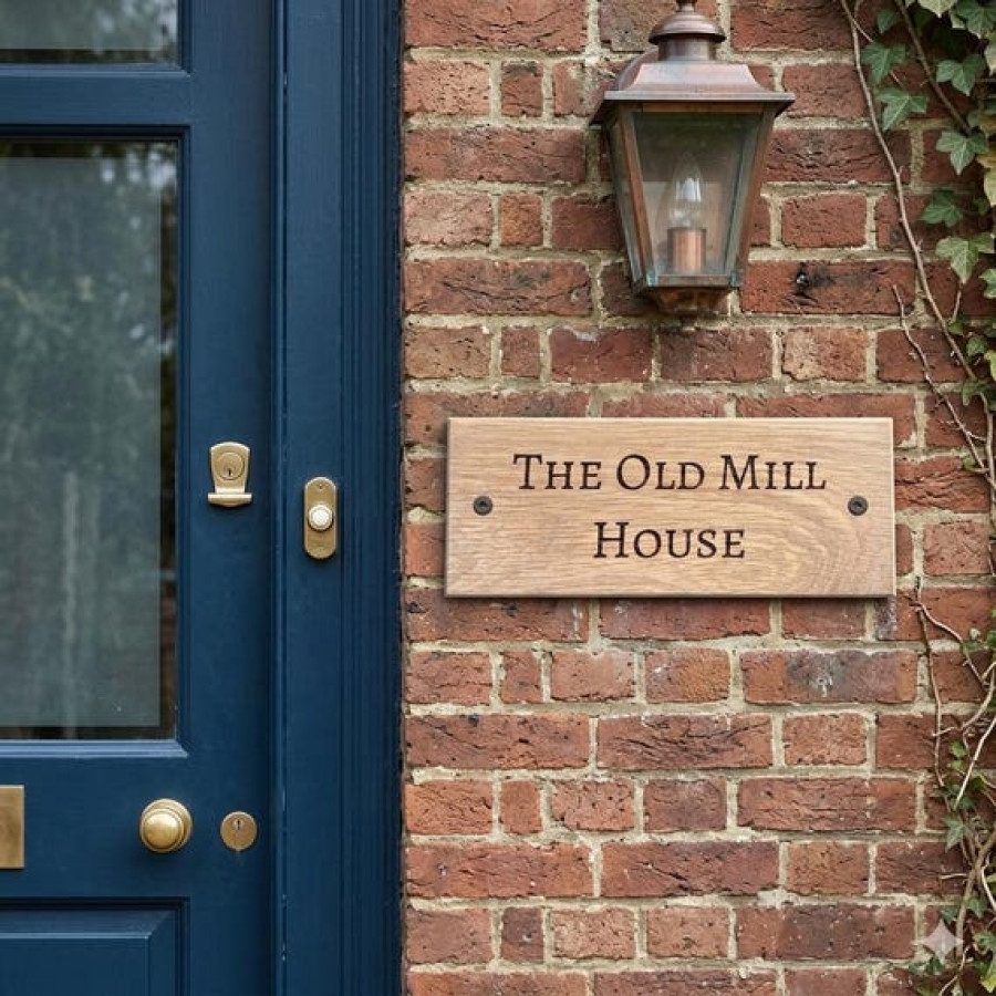 Real Oak Customisable House Sign Plaque | Laser Engraved with Text / Number 12