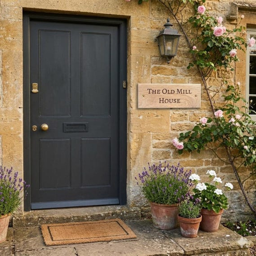 Real Oak Customisable House Sign Plaque | Laser Engraved with Text / Number 13
