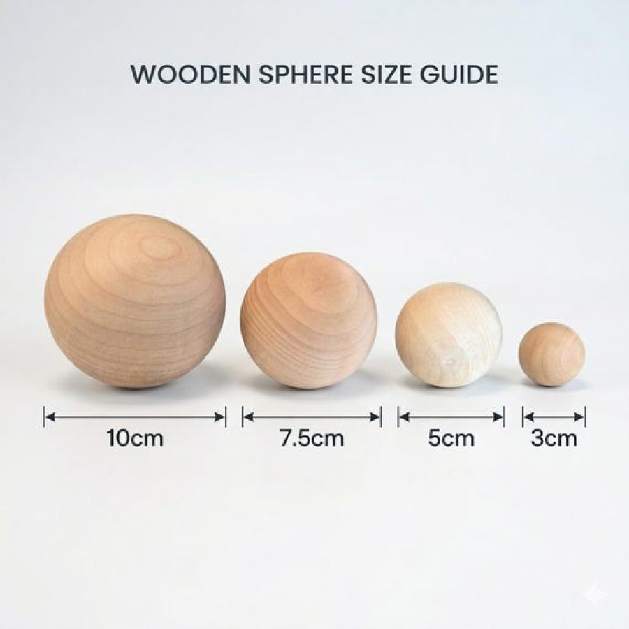 Untreated pine wooden ball sphere for arts and crafts projects 2