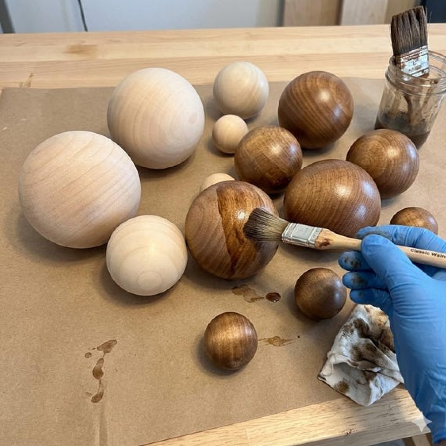 Untreated pine wooden ball sphere for arts and crafts projects 6