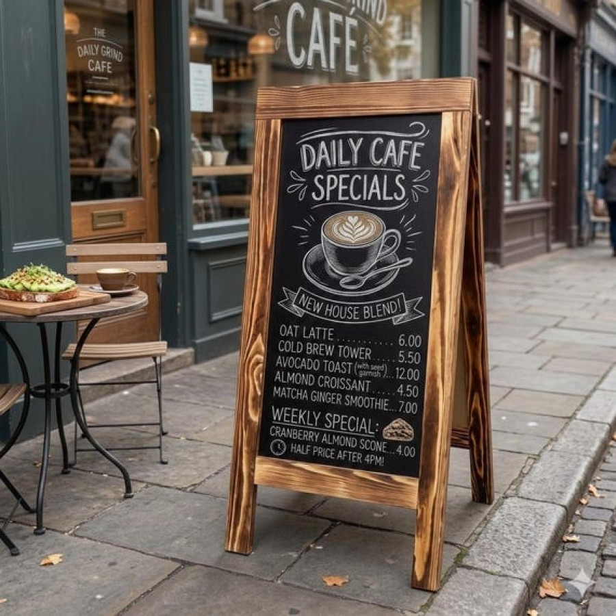 A-Frame Shop Street Sign | For Cafe Restaurant Bar | Sandwich Board | Chalkboard 0