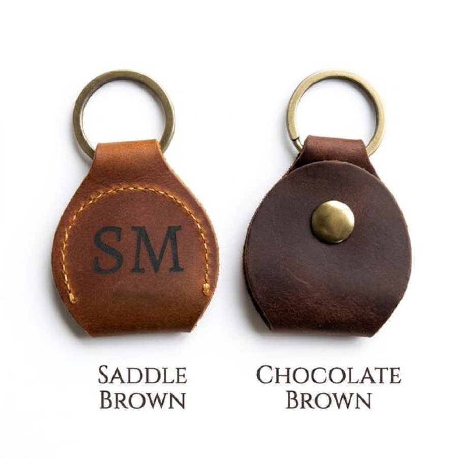 Customisable Leather Guitar Pick Keyring - Hand Stitched - Engraved your text or logo 5