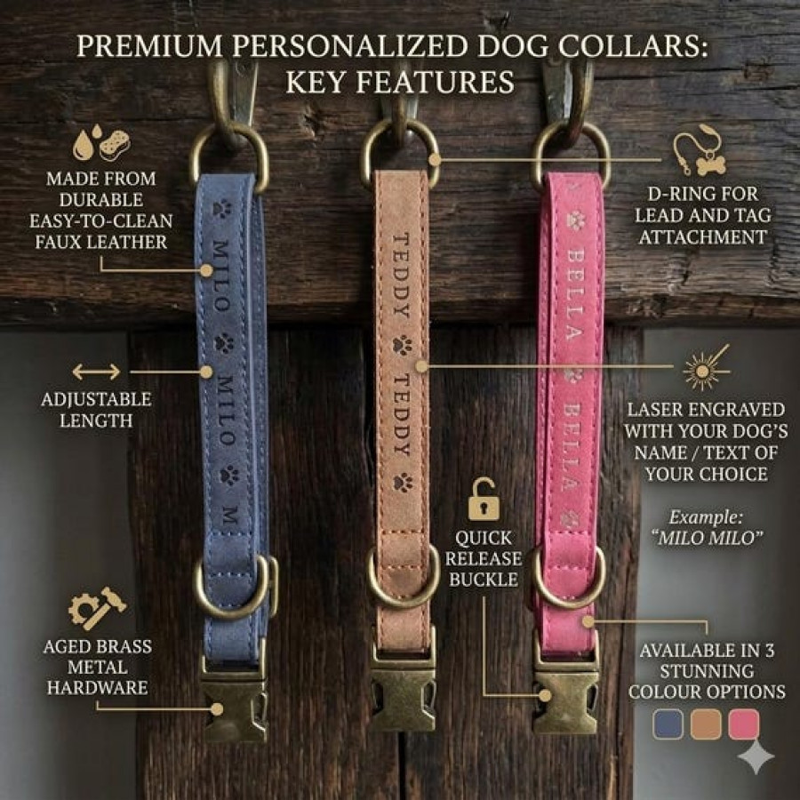 Customised Faux Leather Dog Collars | Various Sizes & Colours 1
