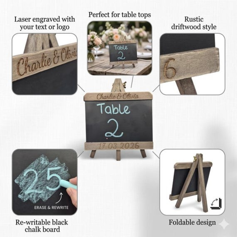 Chalk Board Re-writable Table Sign | For Weddings, Cafes, Restaurants 2