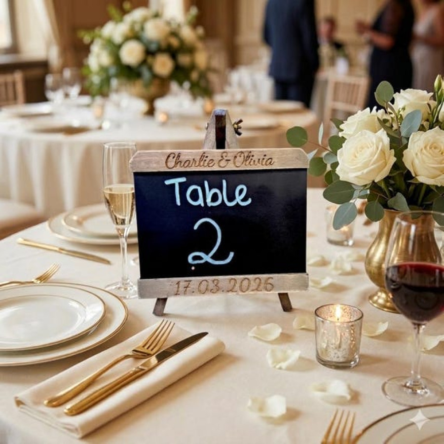 Chalk Board Re-writable Table Sign | For Weddings, Cafes, Restaurants 6