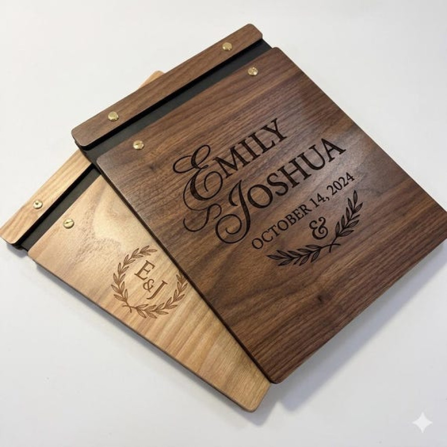 Custom Engraved Wooden Wedding Guest Book 6