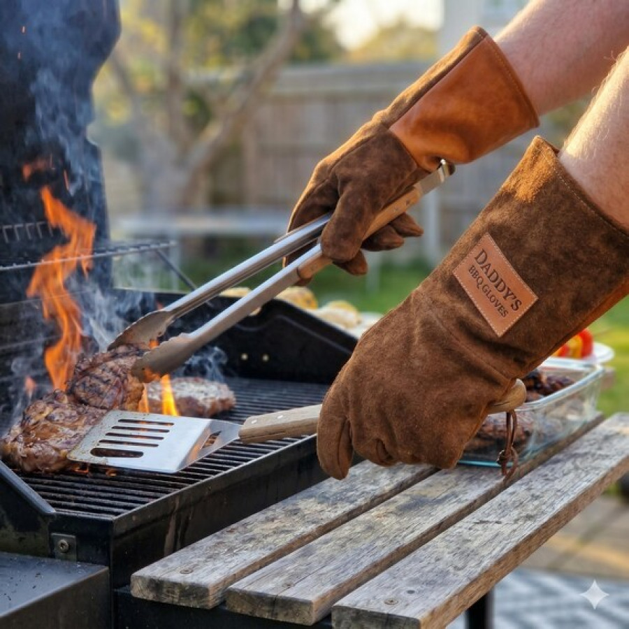 Custom BBQ gloves | Grilling Gift | 100% Leather 1