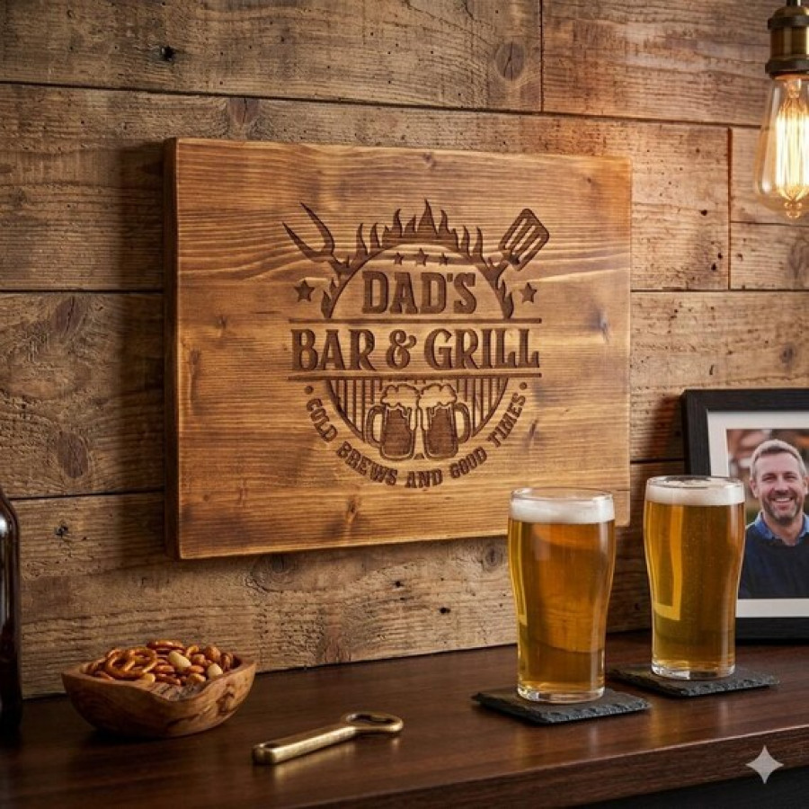 Customisable pinewood laser engraved sign for home or business 0