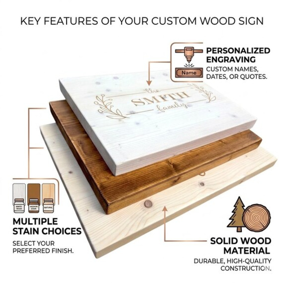 Customisable pinewood laser engraved sign for home or business 6