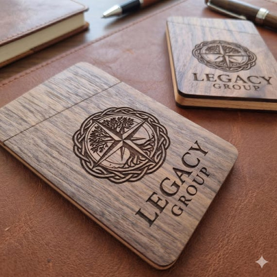Custom Business Card Holder | Laser Engraved Text or Logo 0