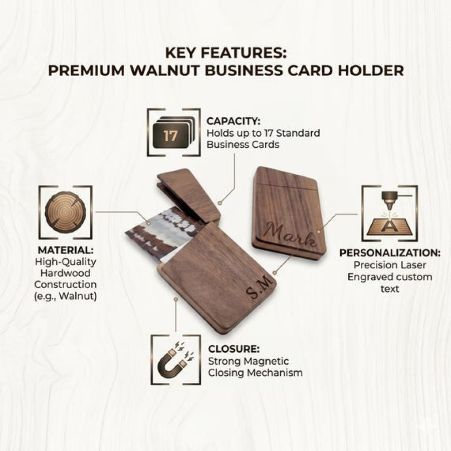 Custom Business Card Holder | Laser Engraved Text or Logo 5