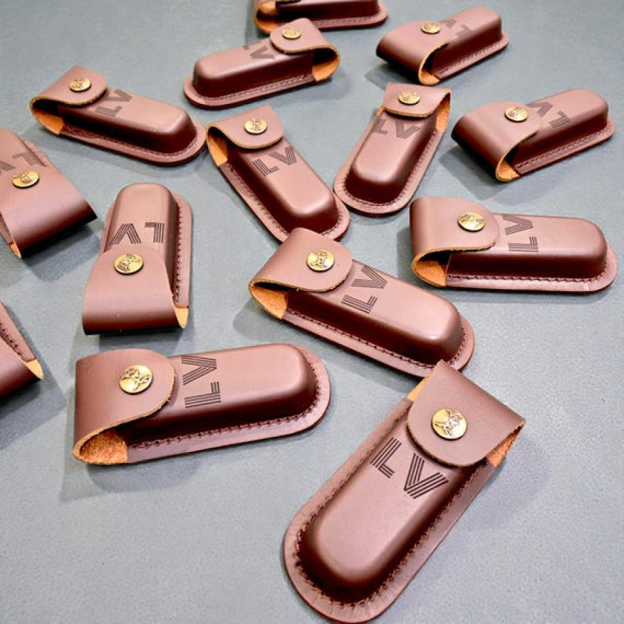 Custom Genuine Leather Pouch - Laser engraved logo or text 4