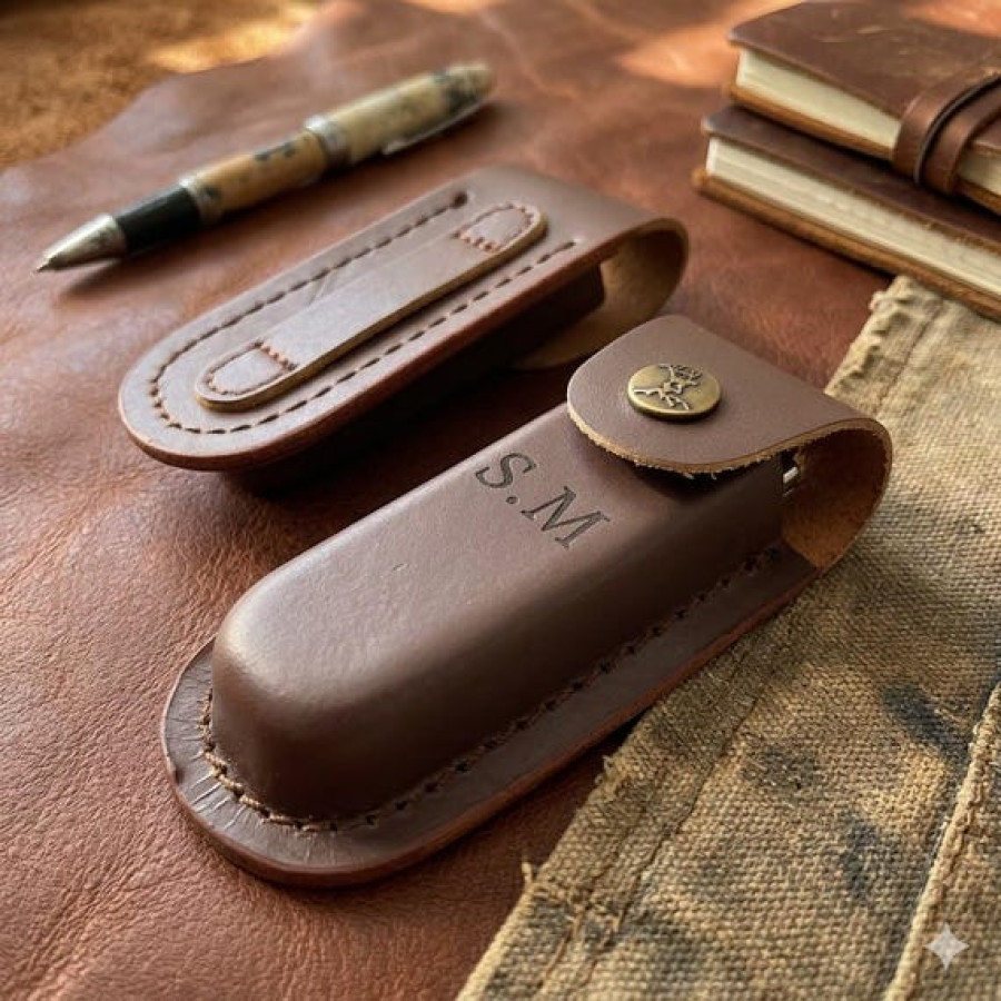 Custom Genuine Leather Pouch - Laser engraved logo or text 6
