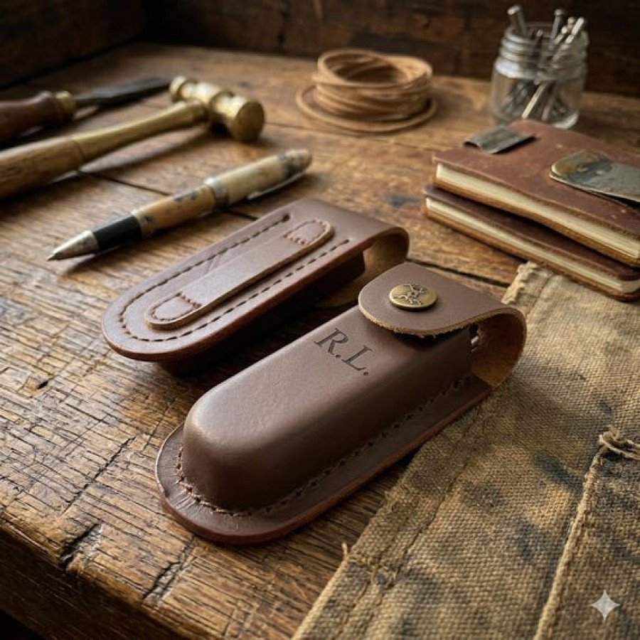 Custom Genuine Leather Pouch - Laser engraved logo or text 8