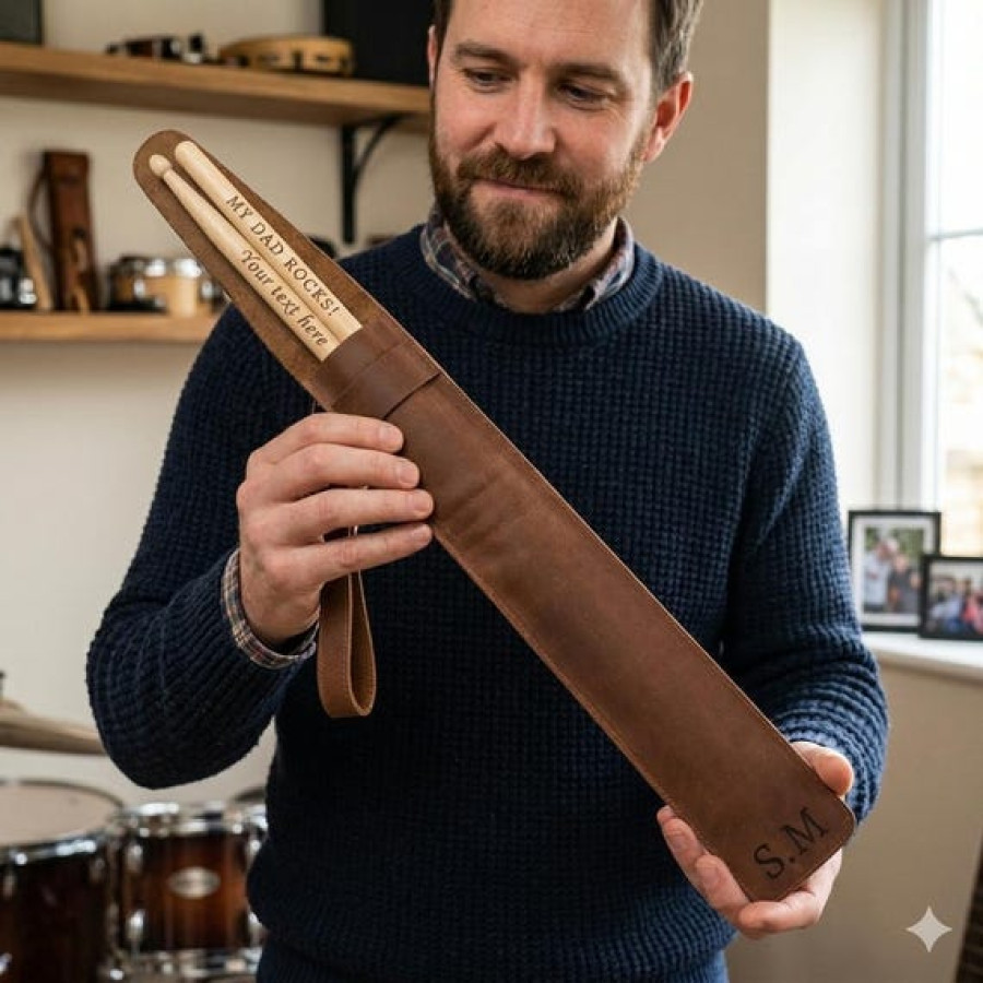 Genuine Leather Customisable Drumstick Case | Personalised Drum Stick Pouch 1