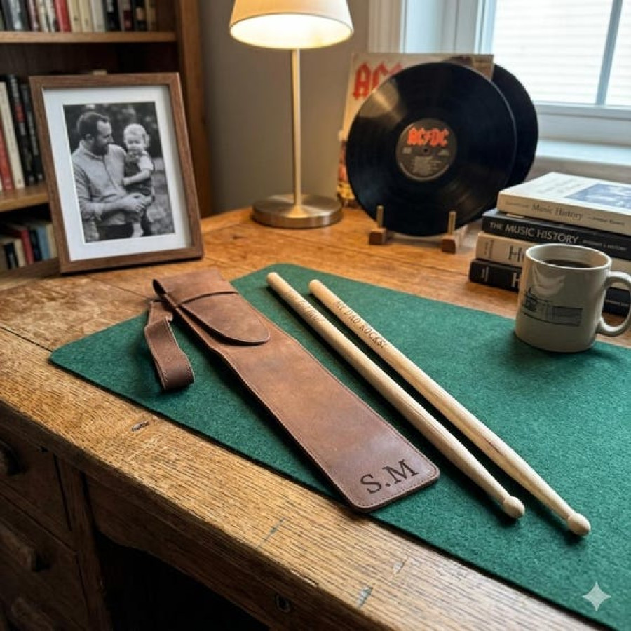 Genuine Leather Customisable Drumstick Case | Personalised Drum Stick Pouch 4