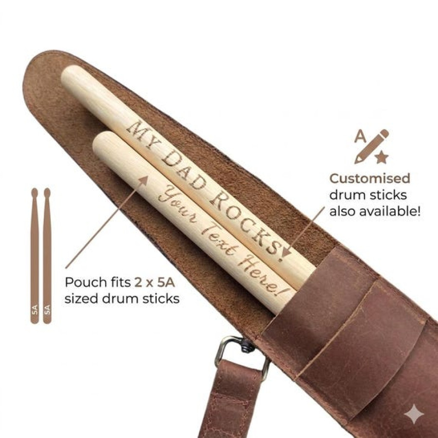Genuine Leather Customisable Drumstick Case | Personalised Drum Stick Pouch 5