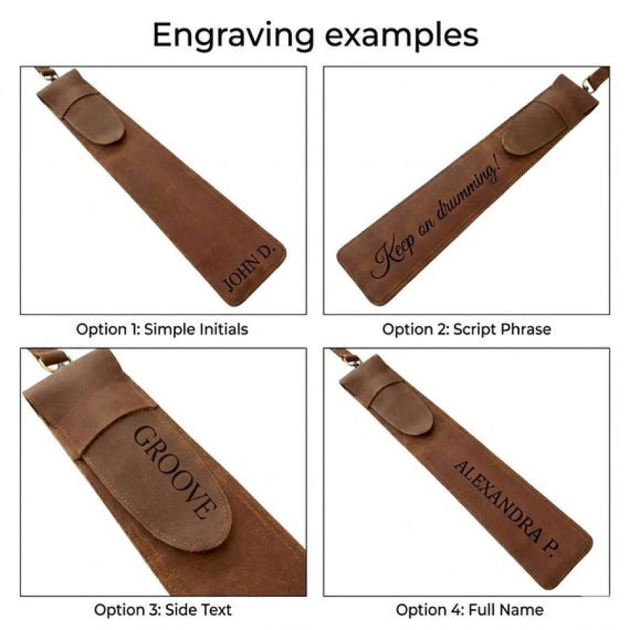 Genuine Leather Customisable Drumstick Case | Personalised Drum Stick Pouch 7