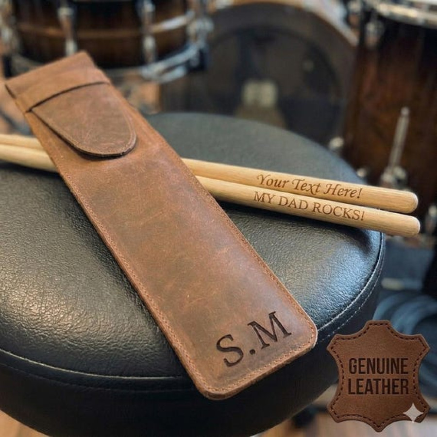 Genuine Leather Customisable Drumstick Case | Personalised Drum Stick Pouch 8