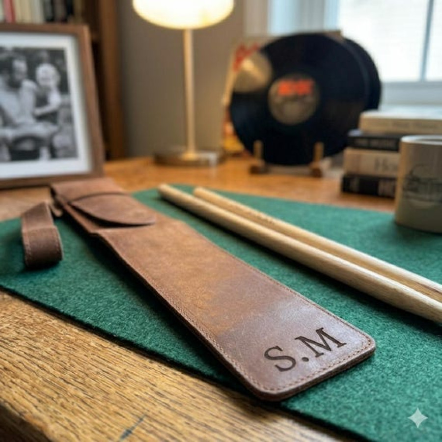 Genuine Leather Customisable Drumstick Case | Personalised Drum Stick Pouch 9