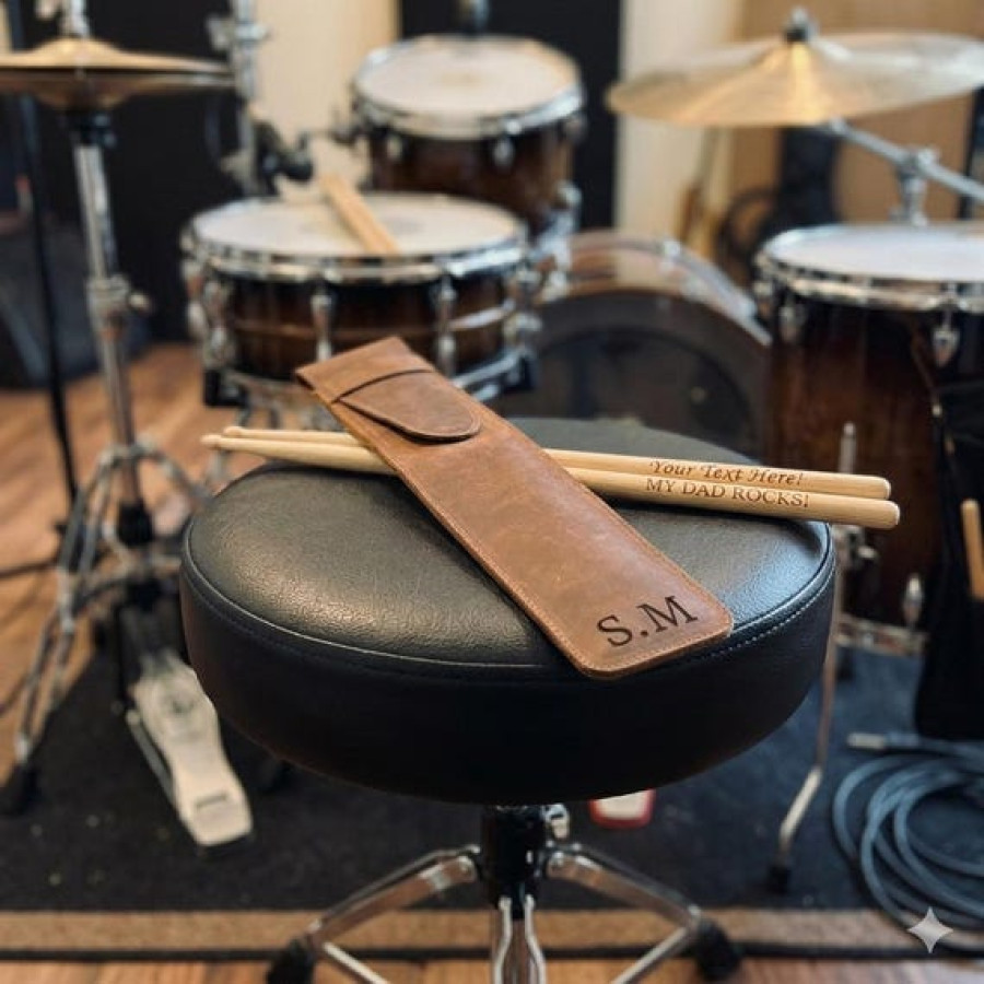 Genuine Leather Customisable Drumstick Case | Personalised Drum Stick Pouch 10