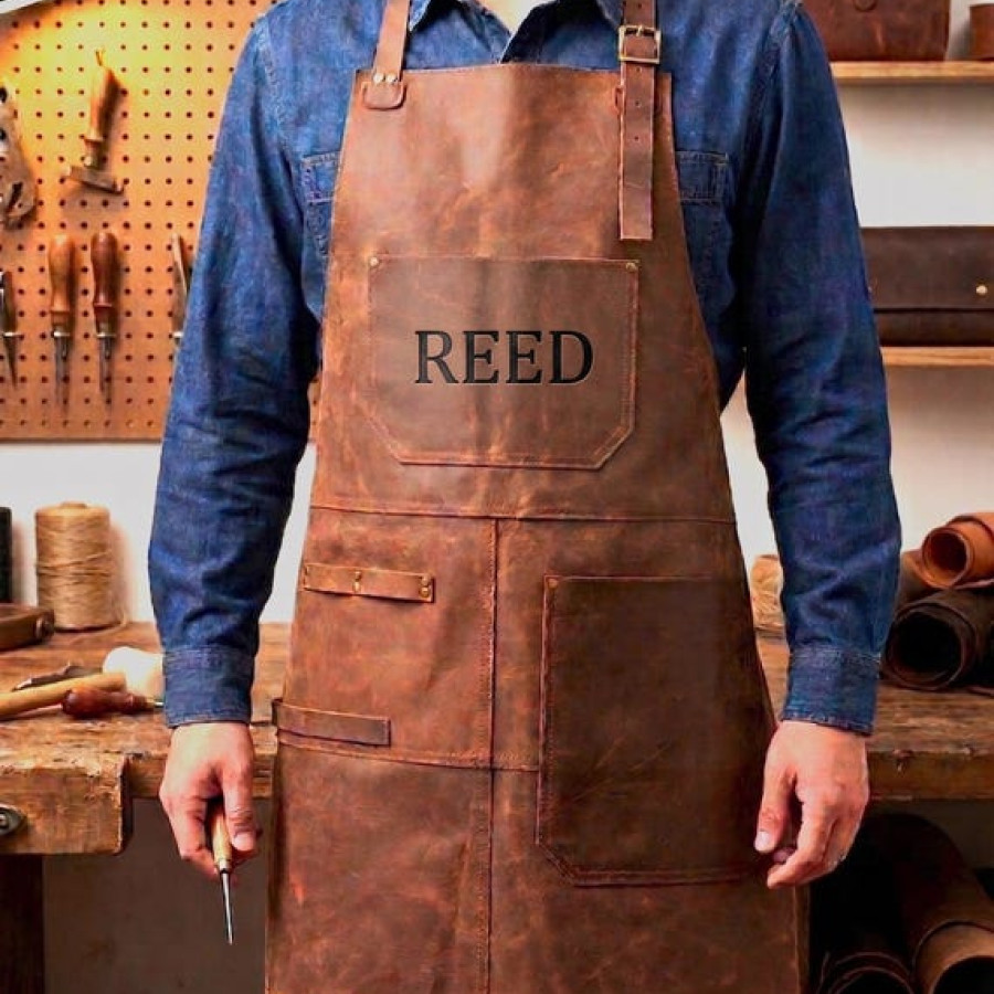 Genuine Leather Apron | Custom Engraved | Heavy-Duty Crazy Horse Cowhide 0