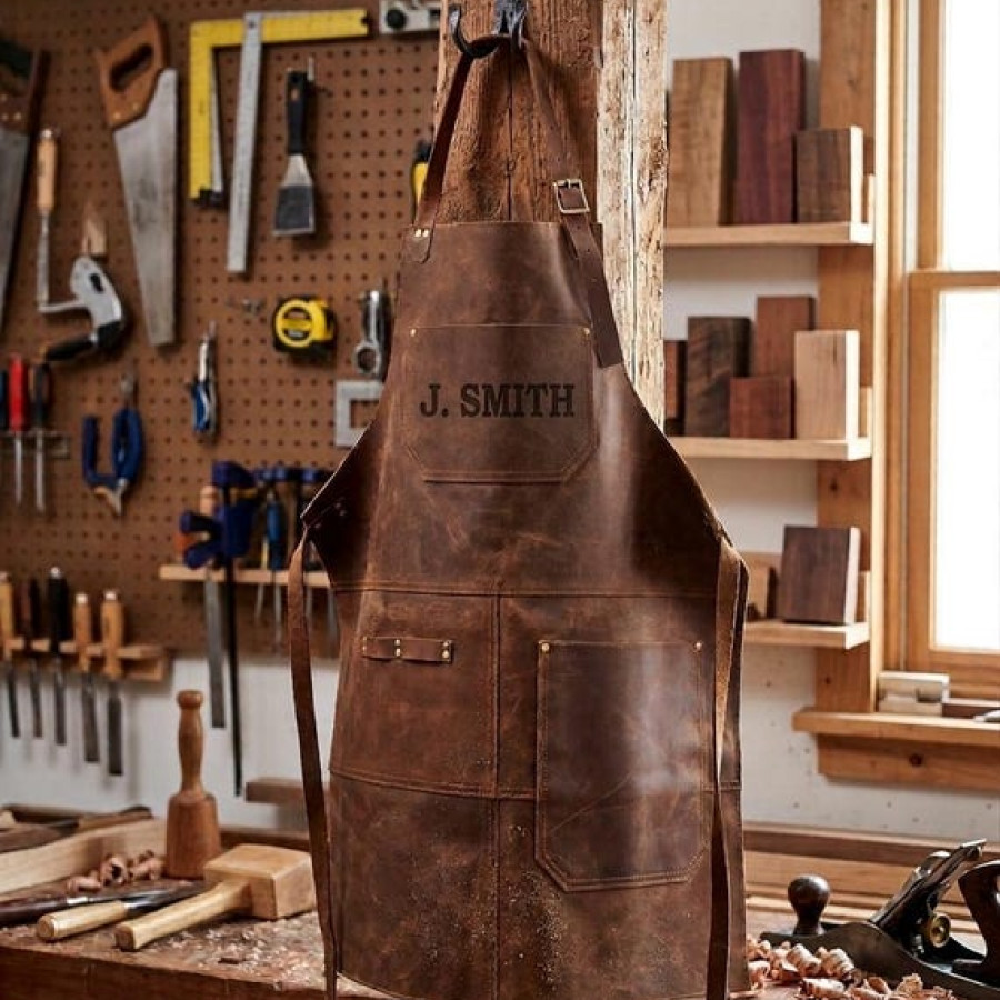 Genuine Leather Apron | Custom Engraved | Heavy-Duty Crazy Horse Cowhide 1