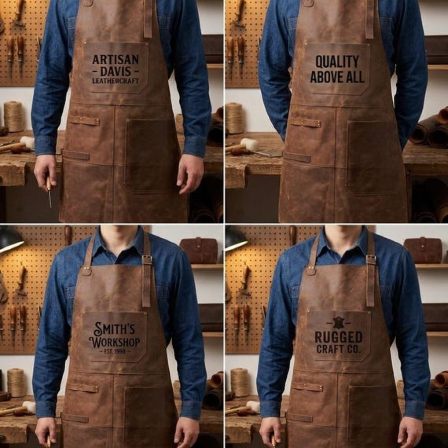 Genuine Leather Apron | Custom Engraved | Heavy-Duty Crazy Horse Cowhide 3
