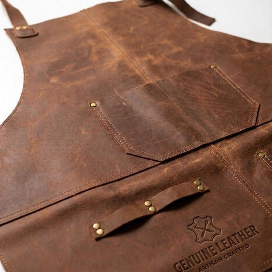 Genuine Leather Apron | Custom Engraved | Heavy-Duty Crazy Horse Cowhide 6